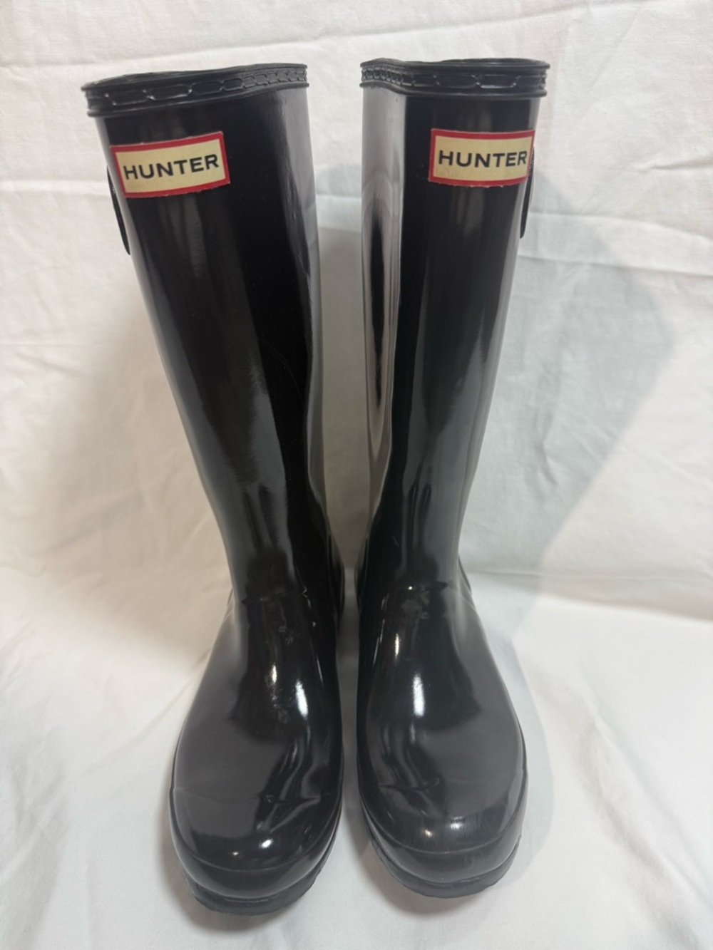 Hunter Original Tall Gloss‎ Rain Boots Black Women Size 5 Waterproof